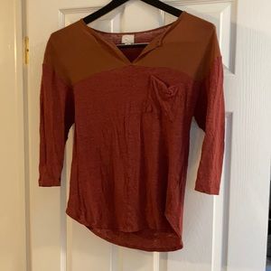 Anthropologie Rust blouse linen silk